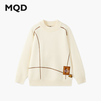 马骑顿 男童25冬新款学院风亲肤保暖针织衫半高领毛衣 米白 130