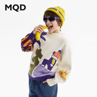 马骑顿【设计师系列】MQD童装男童毛衣针织衫25冬儿童加厚艺术上衣 藕合色 130