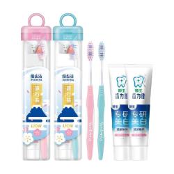 狮王 细齿洁弹力护龈牙刷牙膏40g套装便携旅行装出差收纳2套