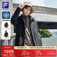 FILA 男士冲锋衣抓绒内胆连帽外套