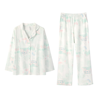 安之伴【早春】睡衣女春秋亲肤棉长袖开衫休闲艺术风女士家居服套装 草泽绿 XL
