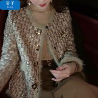 姿子秋冬季洋气高端轻奢重工织小香风外套女士时尚百搭短款