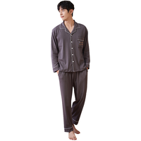 小情歌 【舒适棉质】男士睡衣春秋款棉质长袖薄款夏季韩版家居服套装