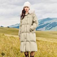 雪中飞 【长款大毛领】女式加厚羽绒服秋冬款加厚保暖防风外套