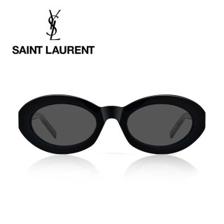 YSL圣罗兰Saint Laurent【礼物】女士太阳眼镜意大利太阳镜墨镜 SL M136 黑色浅金色