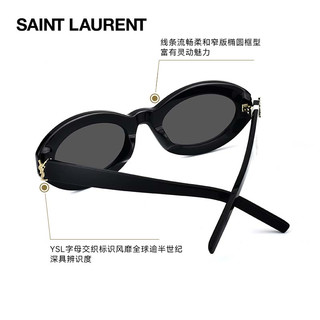 YSL圣罗兰Saint Laurent【礼物】女士太阳眼镜意大利太阳镜墨镜 SL M136 黑色浅金色
