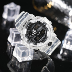 CASIO CAISO 卡西欧 G-SHOCK白色冰韧系列半透明男表 GA-700SKE