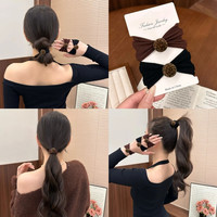 凡小熊 豹纹高弹力皮筋发圈扎高马尾绳秋冬百搭气质发绳女高级感发饰