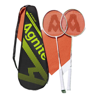 得力 羽毛球拍套装超轻全合金碳素双拍儿童成人专业耐打拍 轻便耐打+送拍包