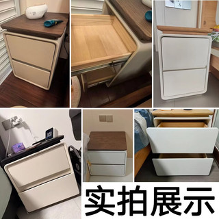 锦需实木床头柜免安装2025家用卧室小型极窄简约现代收纳置物柜子 【实木抽屉款】胡桃色台面+米白色 45x40x50cm