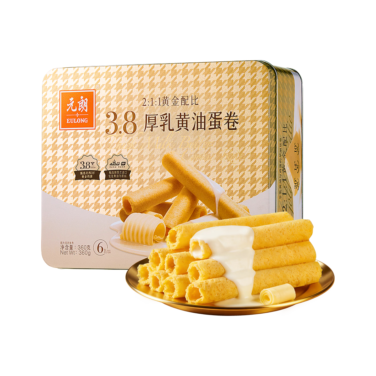  EULONG/元朗 老字号 黄油鸡蛋卷  【2026】厚乳黄油蛋卷360g 罐装