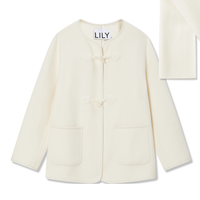 LILY 气质通勤全羊毛围巾毛呢外套大衣