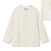 LILY 气质通勤全羊毛围巾毛呢外套大衣