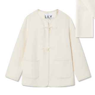 LILY 气质通勤全羊毛围巾毛呢外套大衣