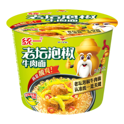 统一 来一桶 老坛泡椒牛肉桶面 桶装 105g*12桶  整箱装 速食泡面