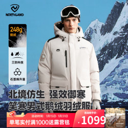 诺诗兰 冬季户外男女抗寒保暖面包服三防加厚鹅绒羽绒服 土灰色-男 XL (175)