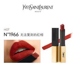 Y LIVE YSL YSL圣罗兰小金条口红 皮革哑光质地1966红棕色2.2g