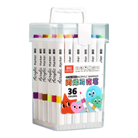 真彩（TRUECOLOR）丙烯马克笔小学生专用美术不透色可叠色彩笔24彩色笔画笔幼儿园36水性绘画48儿童无毒可水洗 萌萌兔马克笔-36色