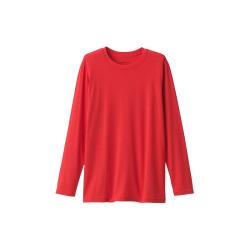 無印良品 MUJI 男式棉冬季圆领长袖T恤打底衫肌底衣 秋衣 保暖内衣 FA18YC3A 红色 S