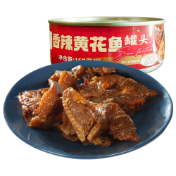 水一方 烤鱼片鱼条带鱼罐头虾酱海味零食任选办公室休闲零食大连特产 香辣黄花鱼罐头150g