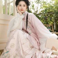移动端：重回汉唐 新中式马面裙 秋冬明制汉服女款 圆领对襟袄