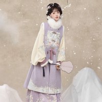 移动端：荨茉 花间啾影 明制原创汉服女 加绒长比甲马面裙2 冬季