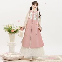 移动端：玉术 粉黛 女士汉服长款比甲蛋糕裙