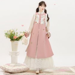 玉术 粉黛 女士汉服长款比甲蛋糕裙