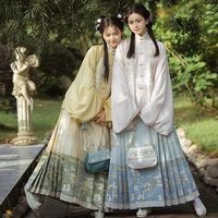 移动端：重回汉唐 溶溶月 竖领对襟袄马面裙套装 原创明制汉服 女款 秋冬款