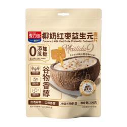麦力多 椰奶红枣燕麦片300g 添加益生元 营养早代餐谷物冲调即食麦片冲泡 椰奶红枣600g（300g*2袋）