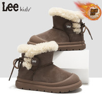 LEE KIDS童鞋冬季儿童雪地靴加绒防滑棉靴女童棉鞋子男大童防水中筒靴 咖色 36 【内长23.3cm适合脚长22.3-22.8cm】