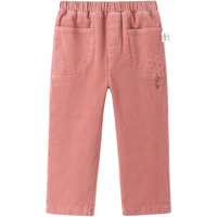 YeeHoO英氏儿童休闲百搭灯芯绒裤子女童粉色长裤2024 灰粉红 90cm（身高78-90cm）