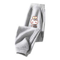 真维斯女童裤子春秋款儿童时尚运动裤女孩春季洋气卫裤春装长裤 灰 草莓兔X 110