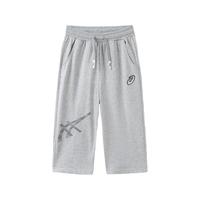 asics亚瑟士童装2024年夏季七分裤男童垂感舒适运动裤 020灰色 140cm