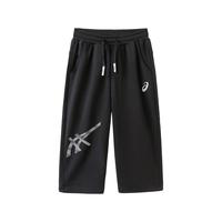 asics亚瑟士童装2024年夏季七分裤男童垂感舒适运动裤 001黑色 110cm