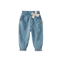 戴维贝拉（DAVE＆BELLA）童裤女童长裤小童牛仔裤儿童裤子秋装女宝宝休闲裤幼儿服装 牛仔蓝 100cm（身高90-100cm）