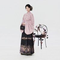 移动端：织造司 夜莺海棠 女士汉服 对襟披袄立领琵琶袖马面裙