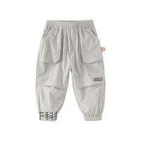 戴维贝拉（DAVE＆BELLA）儿童裤子速干男童运动裤洋气宝宝长裤小童休闲裤2024夏季童裤 浅灰色 120cm(身高110-120cm)