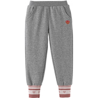 戴维贝拉（DAVE＆BELLA）女童长裤儿童裤子小女孩休闲裤2024秋装束脚裤洋气中大童卫裤 深麻灰 160cm（身高150-160cm）