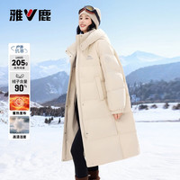 雅鹿【宋轶同款】中长款羽绒服女2025年冬季百搭加厚保暖时尚外套 白鹭米 M /160【110-125斤】