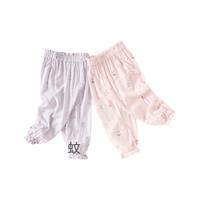 戴维贝拉（DAVE＆BELLA）儿童防蚊裤薄款女童裤子洋气小童休闲裤2024夏季童裤宝宝长裤 紫底印花 80cm(身高73-80cm)