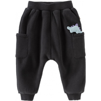 戴维贝拉（DAVE＆BELLA）男宝宝加绒卫裤小童哈伦裤男童休闲长裤2024秋冬童裤儿童裤子 深灰色 80cm（身高73-80cm）