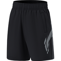 李宁 LI-NING童装儿童运动短裤男女小大童速干凉爽弹力面料短裤160YKSU125-1 黑色