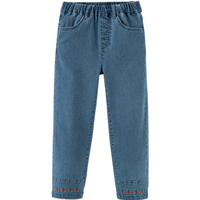 戴维贝拉（DAVE＆BELLA）中大童牛仔裤女童长裤2024秋装大童裤子儿童休闲裤小女孩童裤 牛仔蓝 150cm（身高140-150cm）