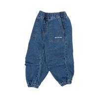 贝贝怡男童牛仔裤秋季洋气儿童裤子春秋款2024休闲百搭裤童装 牛仔蓝 100cm