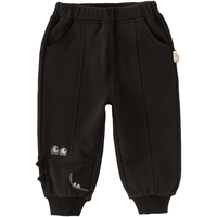 戴维贝拉 DAVE＆BELLA）儿童裤子小童休闲裤洋气男童长裤2024春季童裤男宝宝束脚裤 黑色 80cm(身高73-80cm)