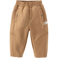 戴维贝拉（DAVE＆BELLA）男童休闲裤洋气男宝宝裤子加绒儿童长裤2024冬装幼儿童裤 卡其色 110cm（身高100-110cm）