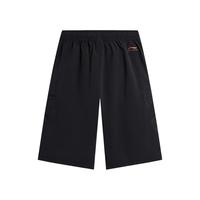 李宁 LI-NING童装运动裤男大童春夏宽松休闲七分工装裤多口袋运动裤子 黑色-4 150