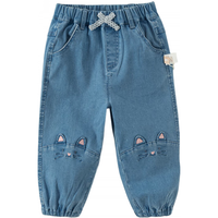 戴维贝拉（DAVE＆BELLA）童裤女童束脚裤女宝宝牛仔裤洋气儿童休闲裤2024秋季小童裤子 牛仔蓝 100cm（身高90-100cm）