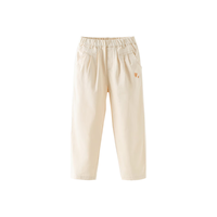 戴维贝拉（DAVE＆BELLA）童裤儿童休闲裤洋气中大童裤子2024秋季小女孩长裤女童服饰 米色 140cm（身高130-140cm）